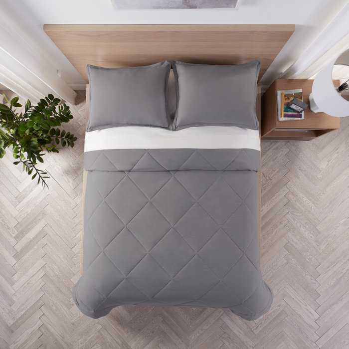 Serta Supersoft Cooling Bed Set, Reversible Bedding Comforter and Solid